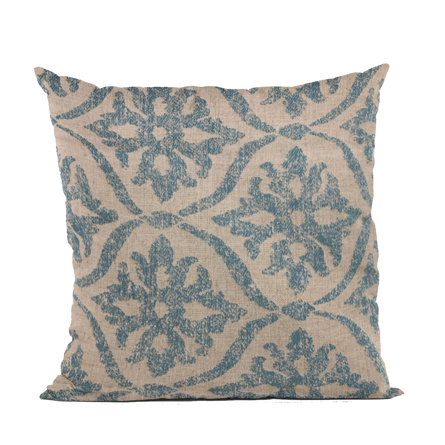 Plutus Blue Flowers Jacquard Luxury Throw Pillow