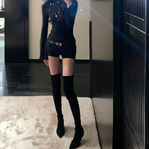 Over-The-Knee Suede High Heel Boots