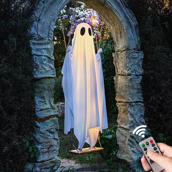Glowing Swing Ghost Halloween Ornament