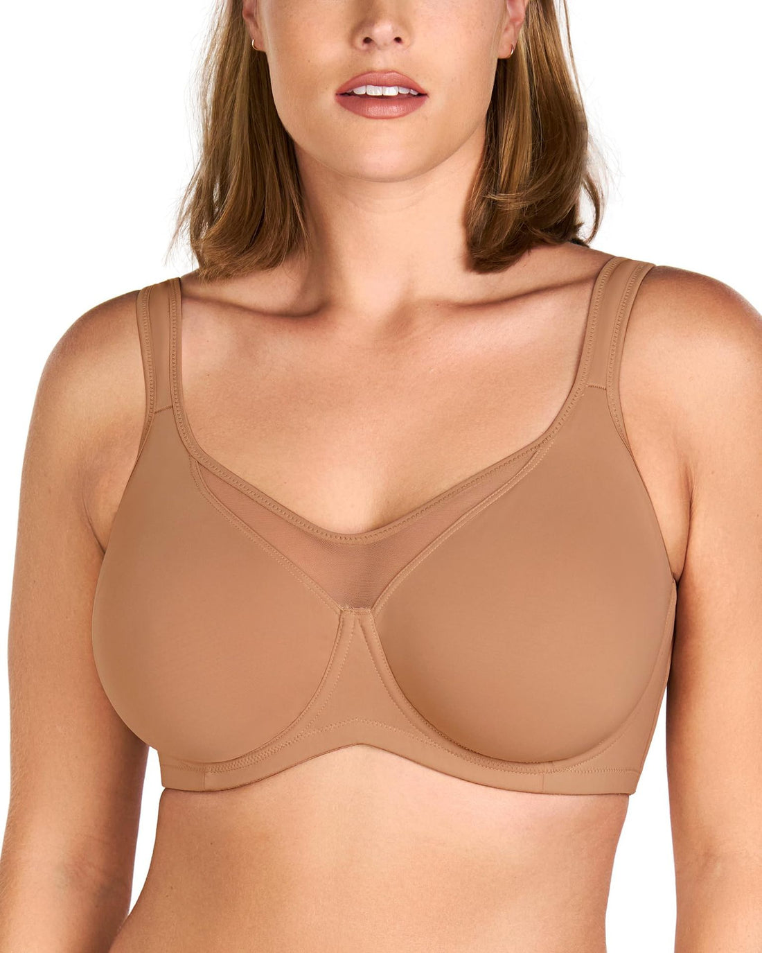 Women's Plus Size Full Cup Underwire Bra Unlined Breathable T-Shirt Bra with Wide Size Range