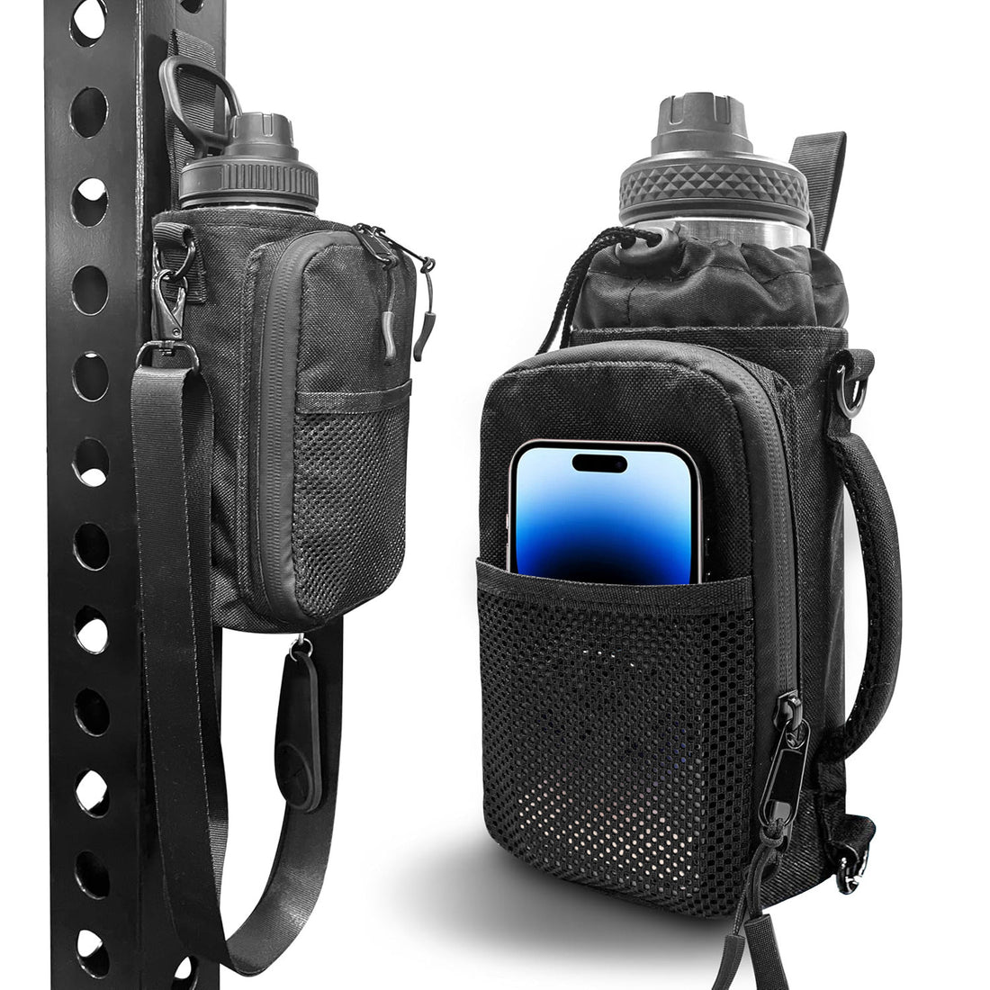 Magnetic Single-Shoulder Sports Gym Bag Water Bottle Holder Phone Pouch