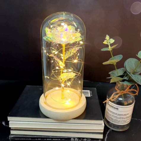 Gold Foil Rose Glass Lampshade Decorative Light for Gifts