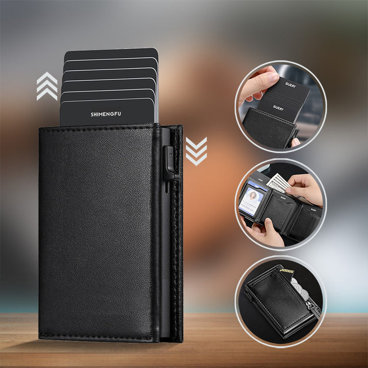 Leather Pop Up Card Holder Wallet - Image 1