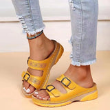 Platform Round Toe Slip-On Slippers