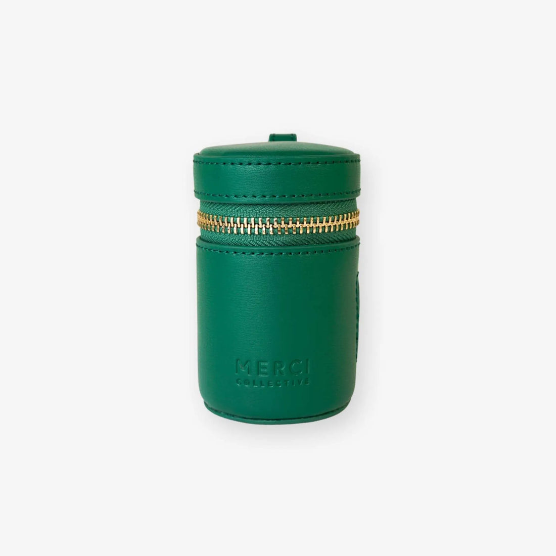 Vegan leather poop bag holder, green detail