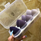 Makeup sponge beauty egg set shown in assorted colors
