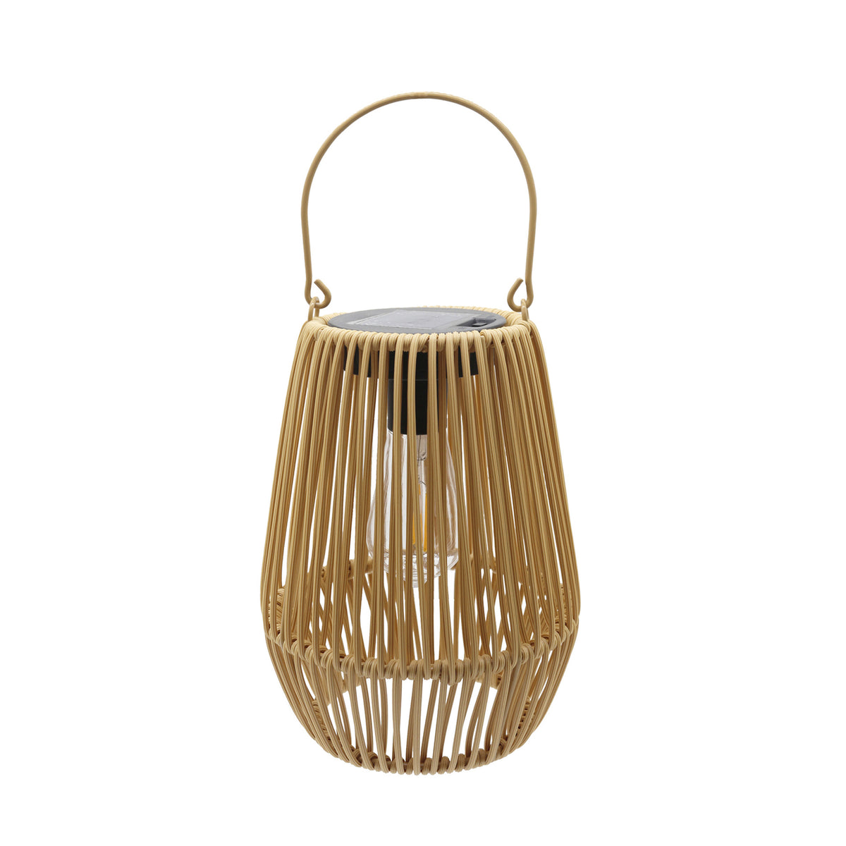 Solar-powered wicker lamp
