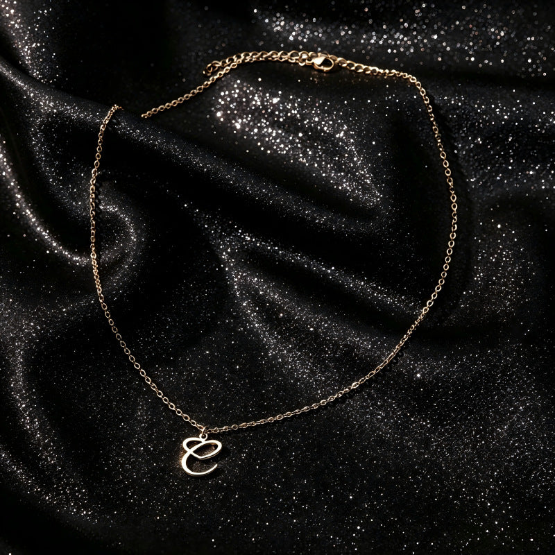 Stainless Steel Heart Initial Letter Pendant Necklace for Women