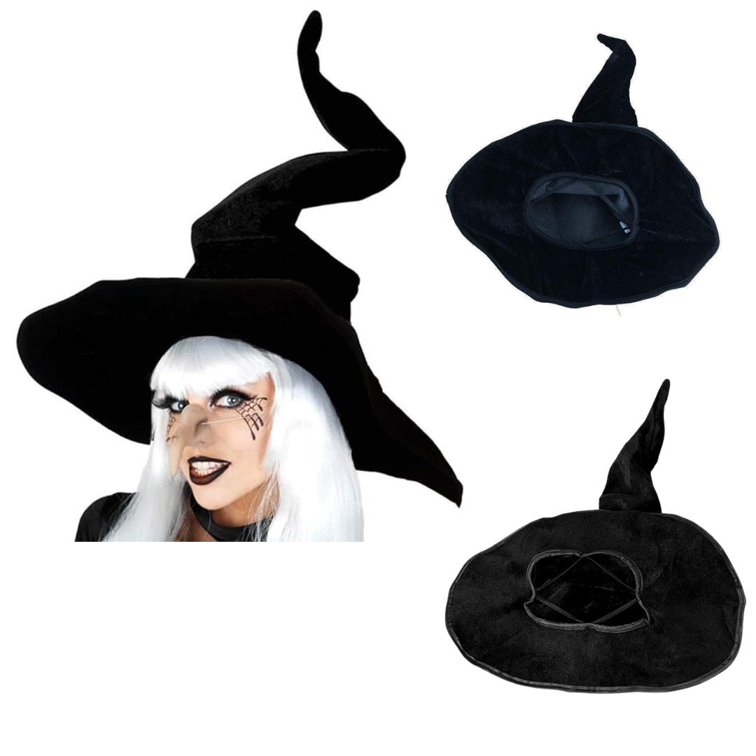 Velvet Witch Hat with Decorations for Halloween Party Costume Accessory