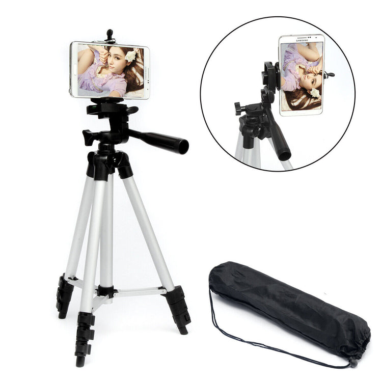 Universal phone clamp on tripod top mount