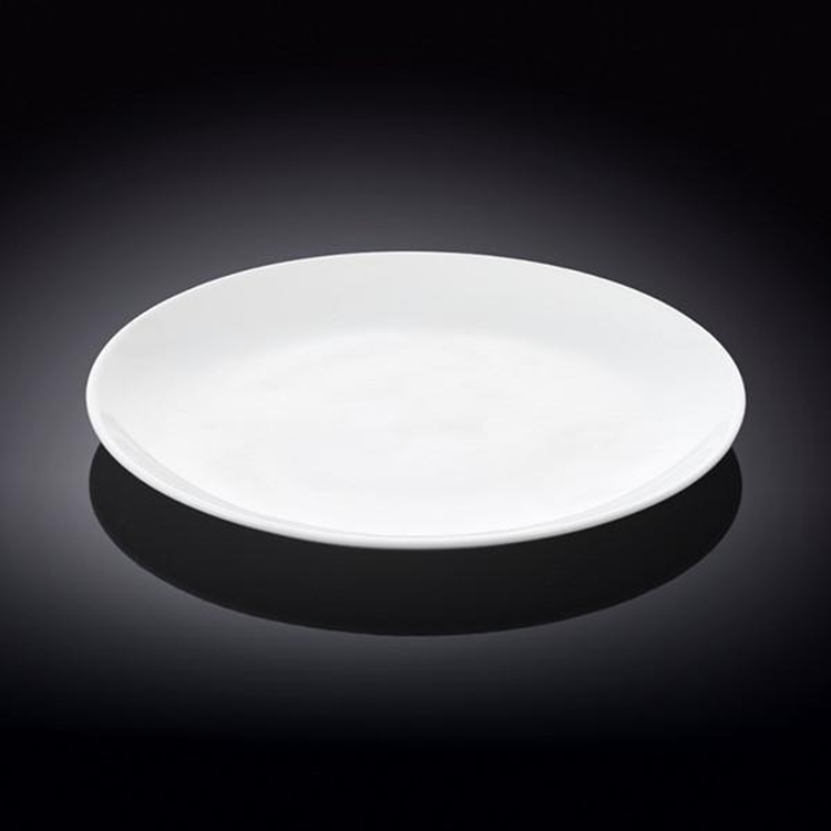 Wilmax White Porcelain Rolled Rim Dinner Plate, 9 in