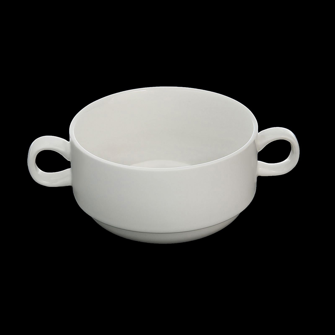 Wilmax Fine Porcelain Soup Cup with Handles, 10 oz, 4 in, Set of 4