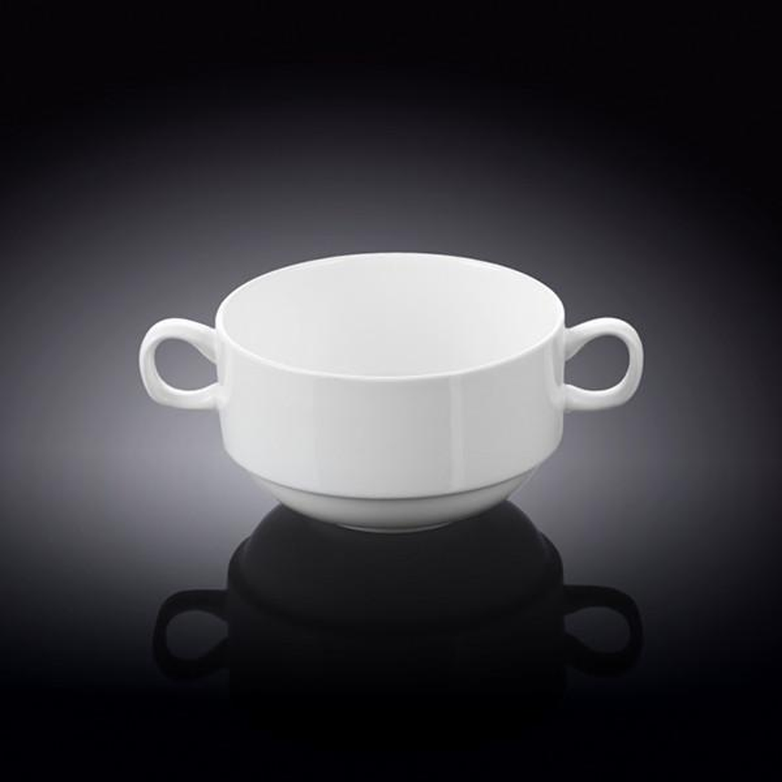 Wilmax Fine Porcelain Soup Cup with Handles, 10 oz, 4 in, Set of 4