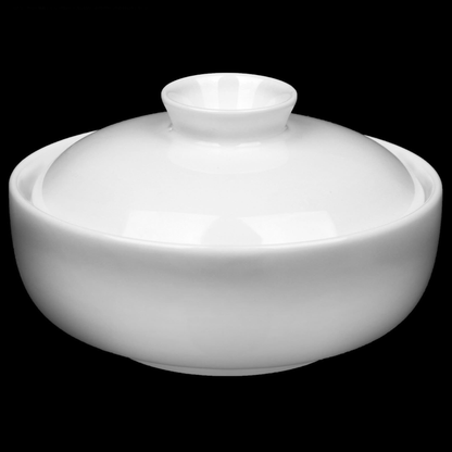 Wilmax Fine Porcelain Soup Cup with Lid, 11 oz, 5 in, Set of 6