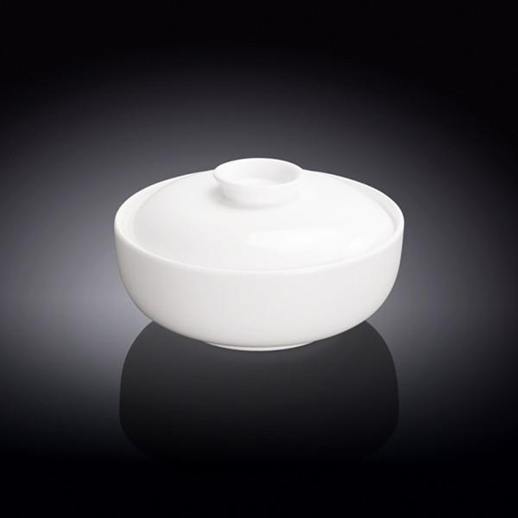 Wilmax Fine Porcelain Soup Cup with Lid, 11 oz, 5 in, Set of 6