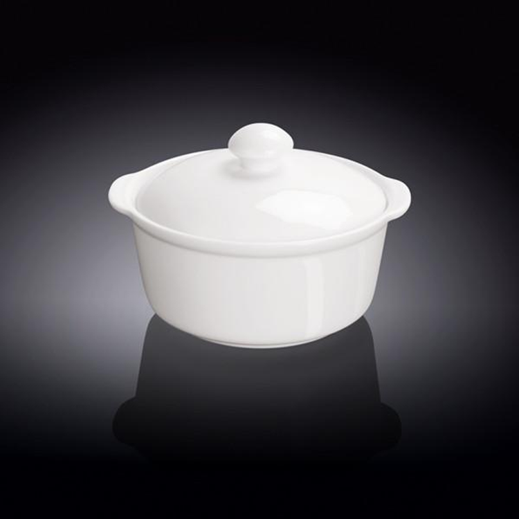 Wilmax Fine Porcelain Soup Cup with Lid, 9 oz, 4.5 in, Set of 6