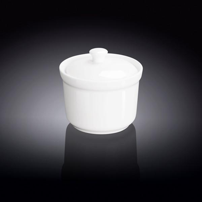 Wilmax Fine Porcelain Soup Cup with Lid, 8 oz, 4 in, Set of 6