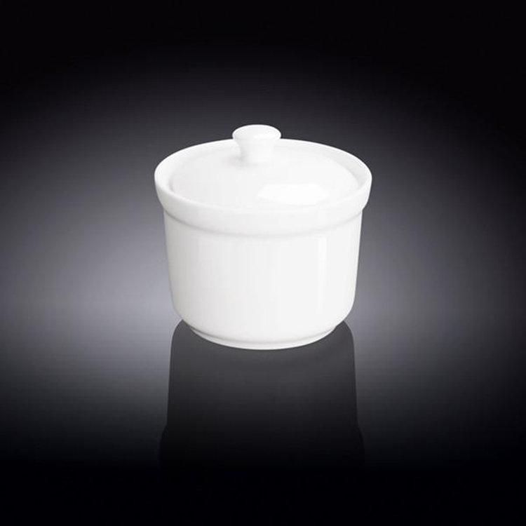 Wilmax Fine Porcelain Soup Cup with Lid, 8 oz, 4 in, Set of 6