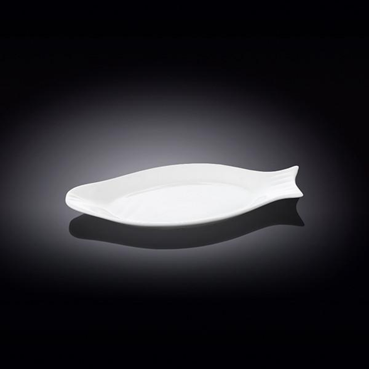 Wilmax White Porcelain Fish Plate, 10 in (Set of 6)