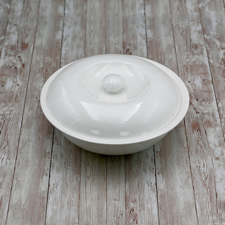 Wilmax White Porcelain Bowl with Lid, 10 in (57 fl oz)