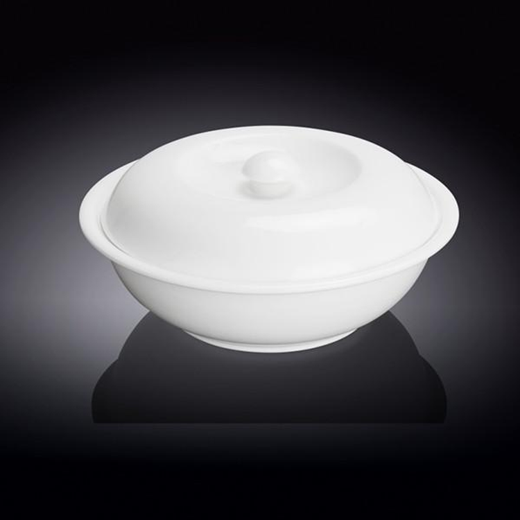 Wilmax White Porcelain Bowl with Lid, 10 in (57 fl oz)