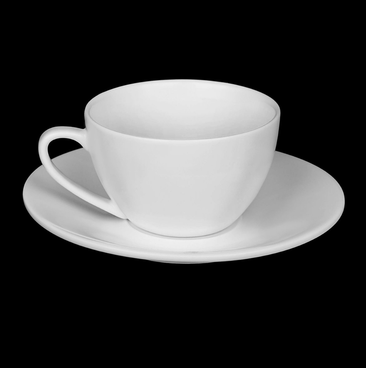 Wilmax Fine Porcelain Cappuccino Cup and Saucer Set, 6 oz, Set of 6