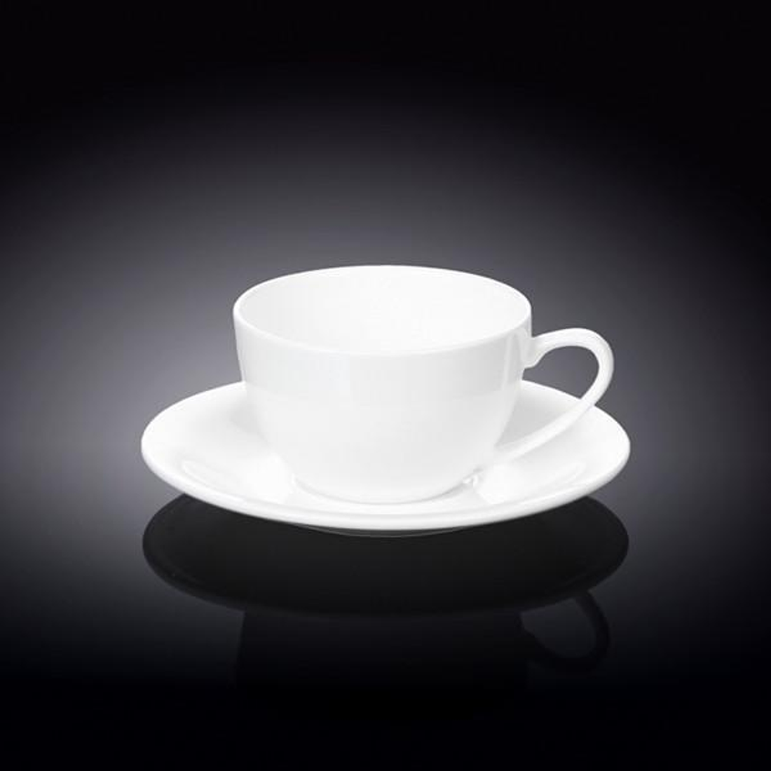 Wilmax Fine Porcelain Cappuccino Cup and Saucer Set, 6 oz, Set of 6
