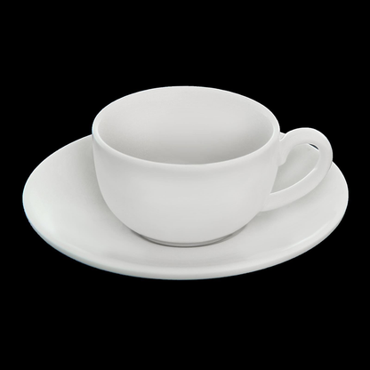 Wilmax Fine Porcelain Coffee Cup and Saucer Set, 3 oz, Round, Set of 6