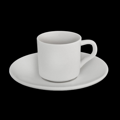 Wilmax Fine Porcelain Cappuccino Cup and Saucer Set, 3 oz, Set of 6