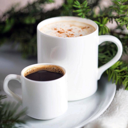Wilmax Fine Porcelain Cappuccino Cup and Saucer Set, 3 oz, Set of 6