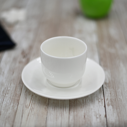 Wilmax Fine Porcelain Tea Cup and Saucer Set, 5 oz, Set of 6