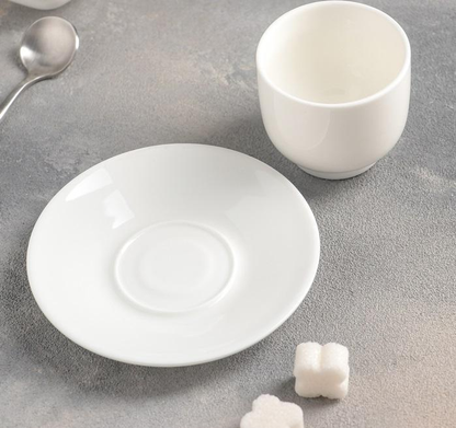 Wilmax Fine Porcelain Tea Cup and Saucer Set, 5 oz, Set of 6