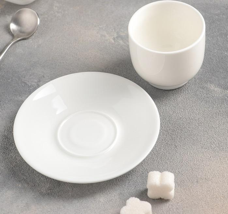 Wilmax Fine Porcelain Tea Cup and Saucer Set, 5 oz, Set of 6