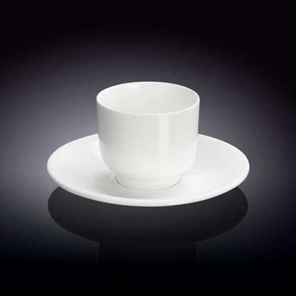 Wilmax Fine Porcelain Tea Cup and Saucer Set, 5 oz, Set of 6