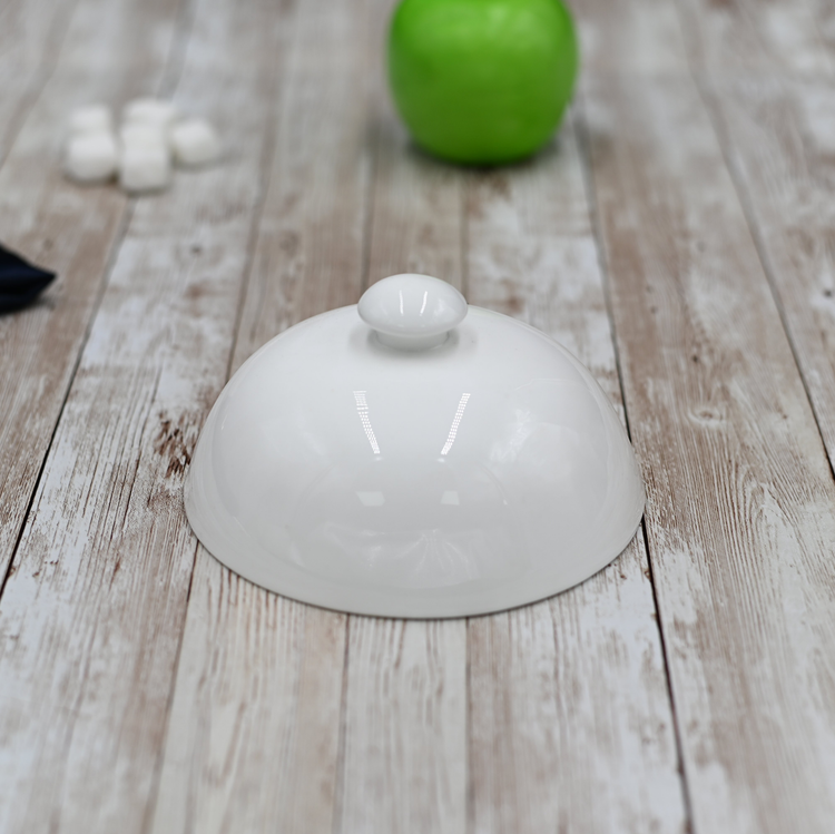 Wilmax White Porcelain Plate Cover Lid, 5 in (12.5 cm)