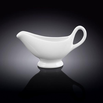 Wilmax Fine Porcelain Sauce Boat, 6 oz, White, Set of 4