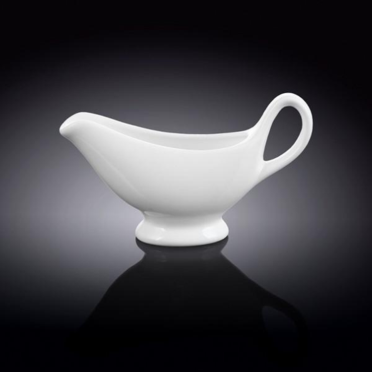 Wilmax Fine Porcelain Sauce Boat, 6 oz, White, Set of 4