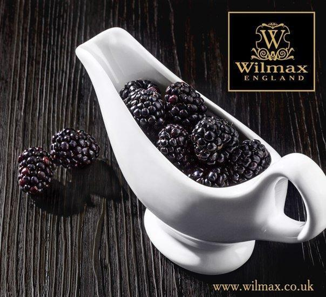 Wilmax Fine Porcelain Sauce Boat, 6 oz, White, Set of 4