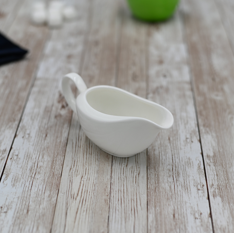 Wilmax White Porcelain Sauce Boat, 3 fl oz (100 ml)