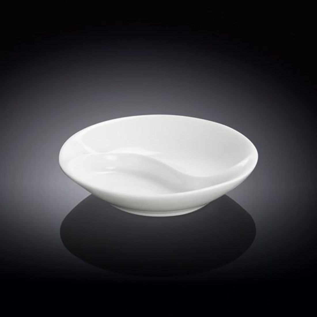 Wilmax White Porcelain Divided Soy Dish, 3.5 in