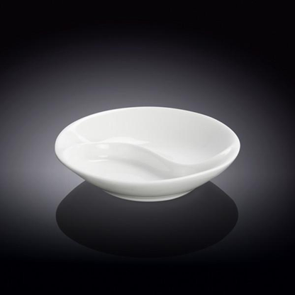 Wilmax White Porcelain Divided Soy Dish, 3.5 in