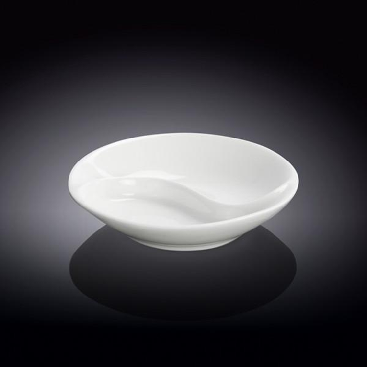 Wilmax White Porcelain Divided Soy Dish, 3.5 in