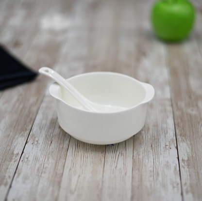 Wilmax Fine Porcelain Soup Cup with Handles, 11 oz, 4.25 in, Set of 4