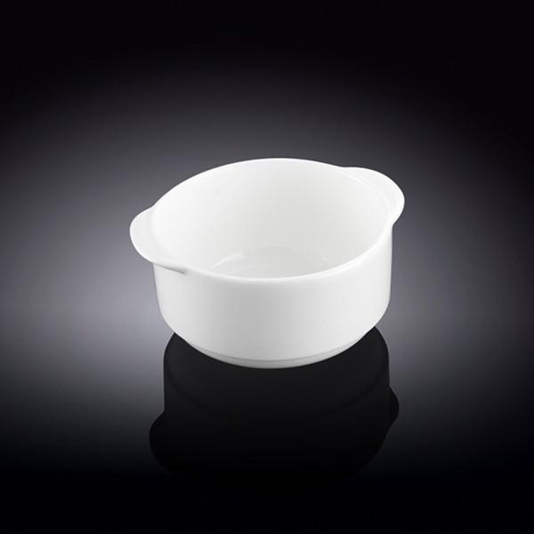 Wilmax Fine Porcelain Soup Cup with Handles, 11 oz, 4.25 in, Set of 4