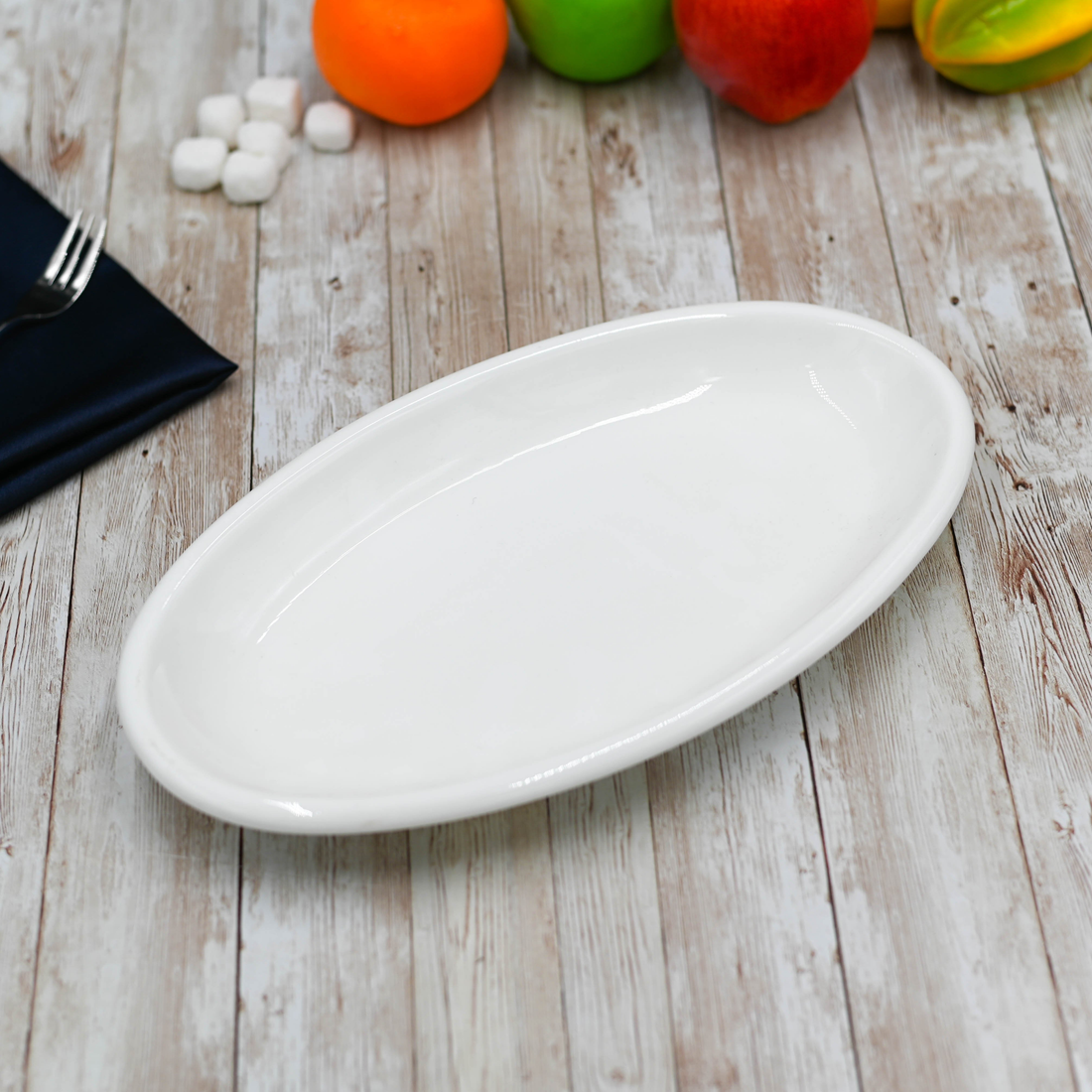 Wilmax White Porcelain Oval Platter, 12 in (Model WL-992128)