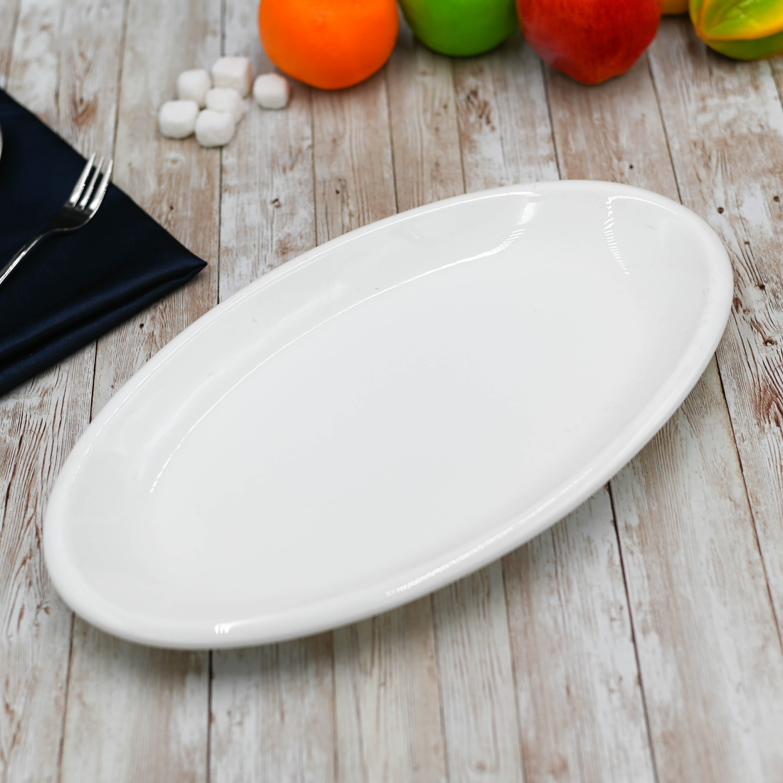 Wilmax White Porcelain Oval Platter, 14.5 in
