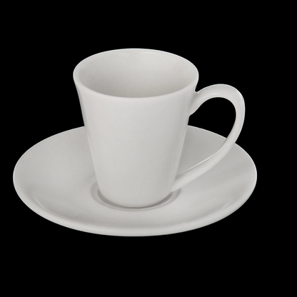 Wilmax Fine Porcelain Coffee Cup and Saucer Set, 4 oz, Round, Set of 6