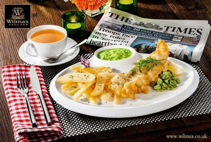 Wilmax Fine Porcelain Divided Round Platter, 12 in / 30 cm