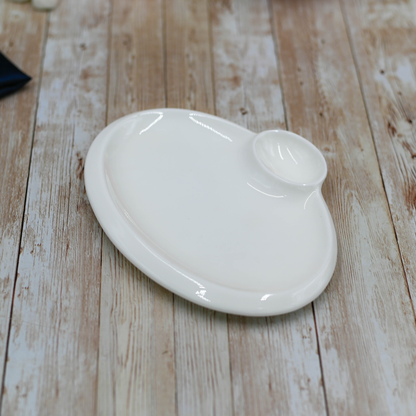 Wilmax White Porcelain Oval Platter, 8 in (20 cm) - 992628