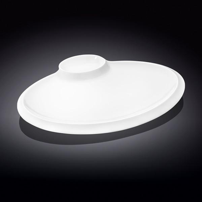 Wilmax White Porcelain 2-Compartment Oval Platter, 12 in